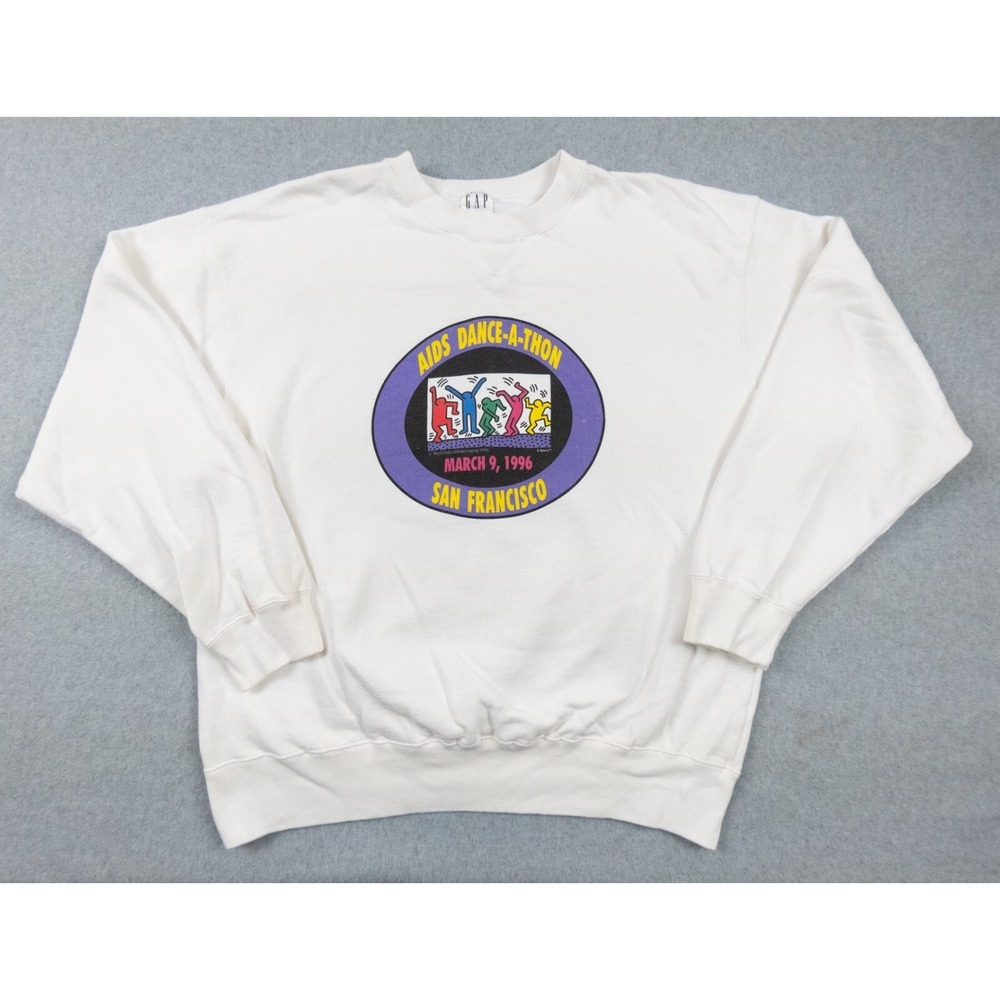Vintage Keith Haring Sweatshirt Mens XLarge White 90s Gap Crewneck Art Sweater